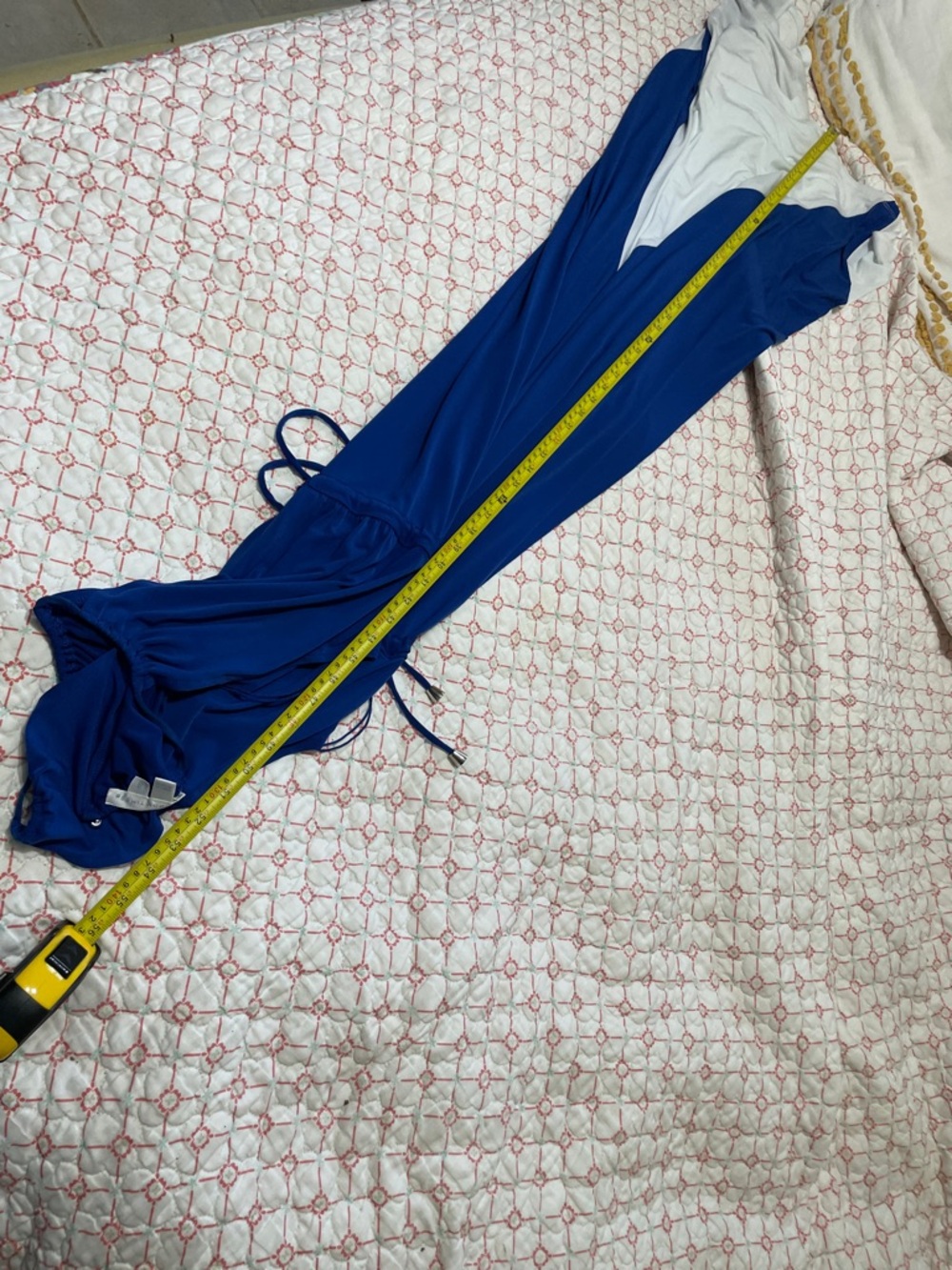 London, Time blue and white color blocked halter look maxi - Picture 7 of 7